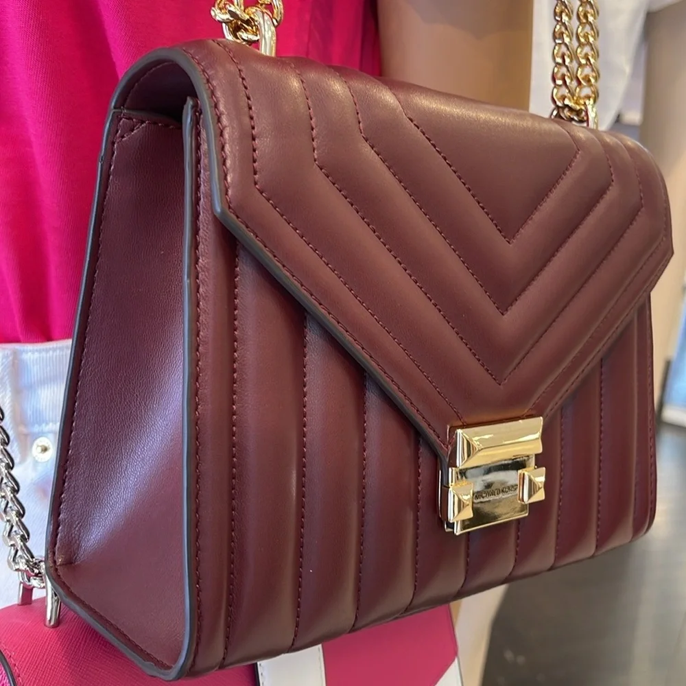 Michael Kors Burgundy Quilted Shoulder Bag - Picture 2 of 16